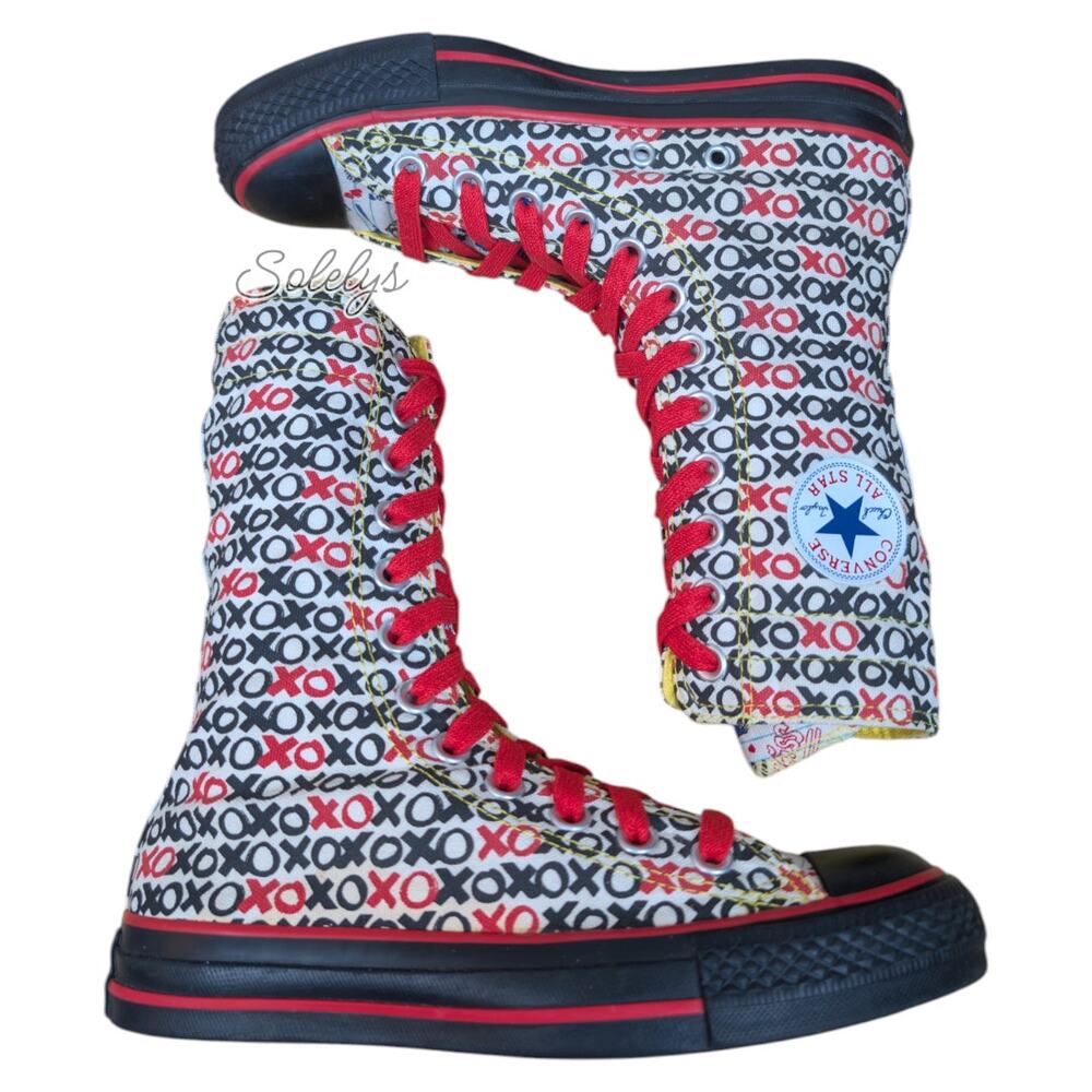 Converse 2011 XHI Extra Calf High Custom White Black Red XOXO Sneaker Womens 5 - Picture 10 of 11